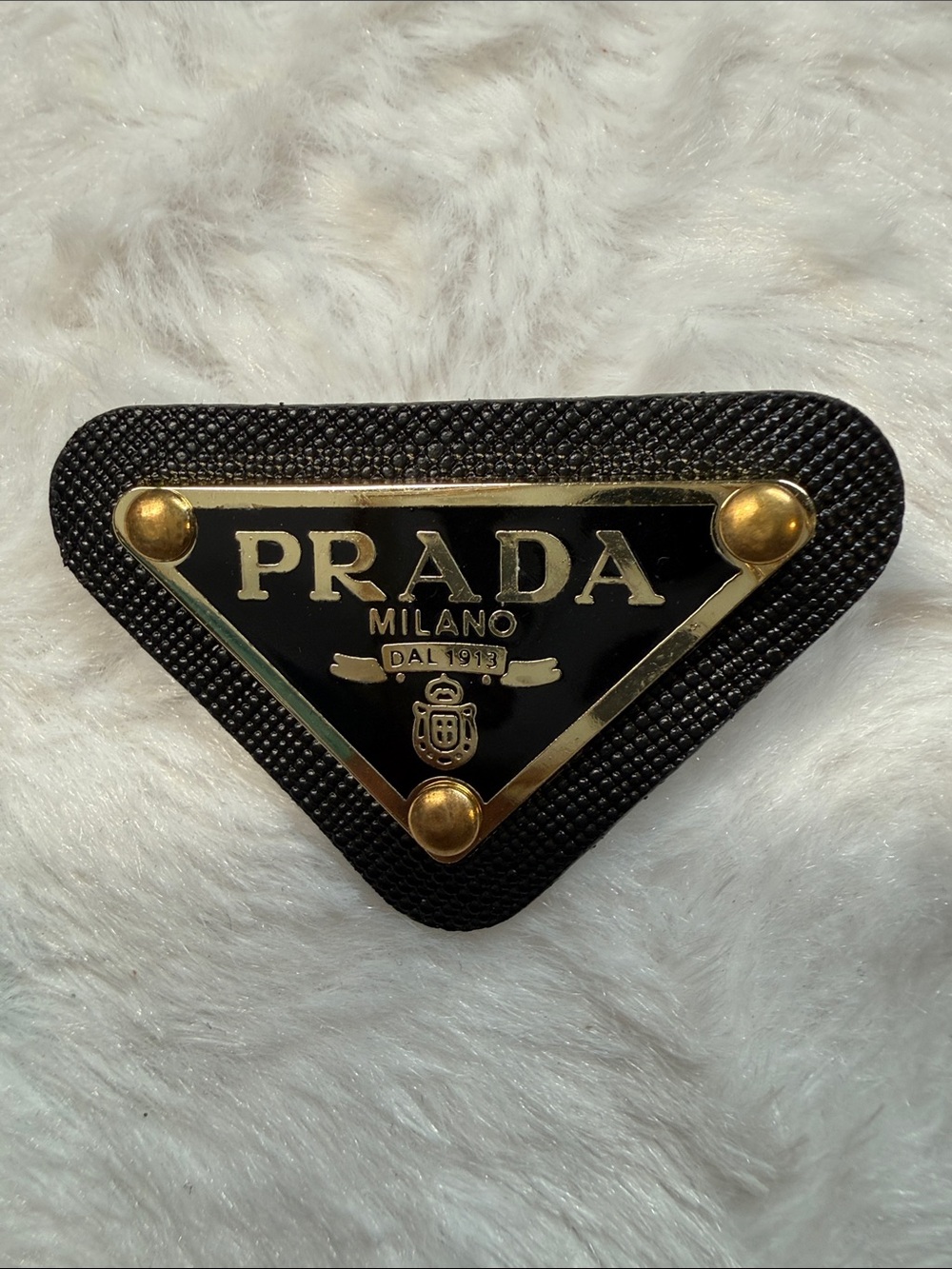 Black Triangle Logo Charm Badge-Gold Tone
